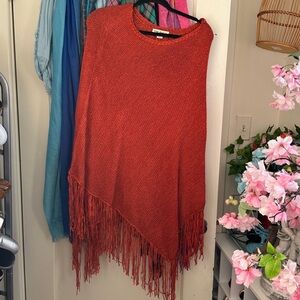Indigo Thread Co. one size knit poncho lightweight 3 season never worn rust NWOT